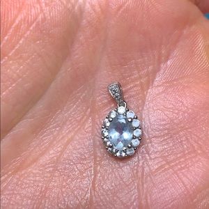 Aquamarine Halo Pendant in 0.04 TW Carat Diamonds